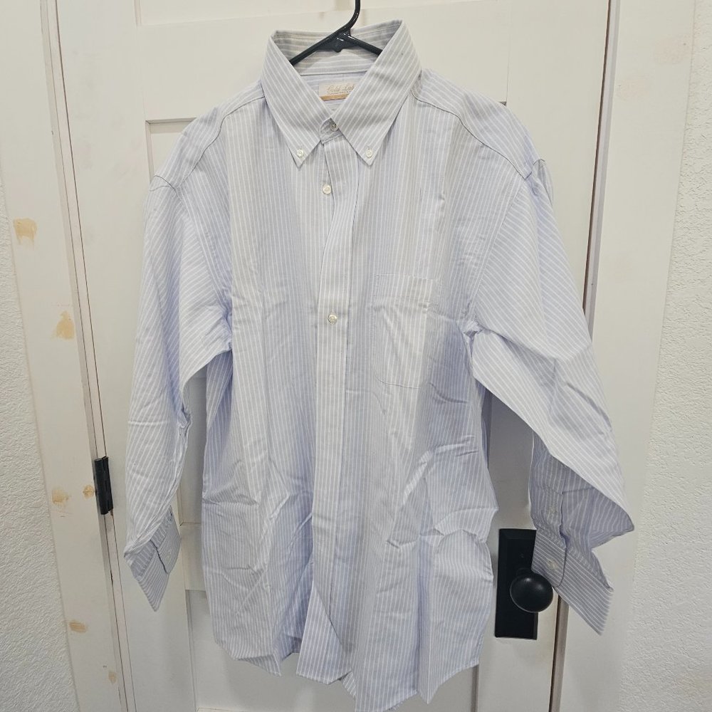 Blue/White Stripe Rountree & Yorke Gold Label Non-Iron EZ Wash Button Down Shirt